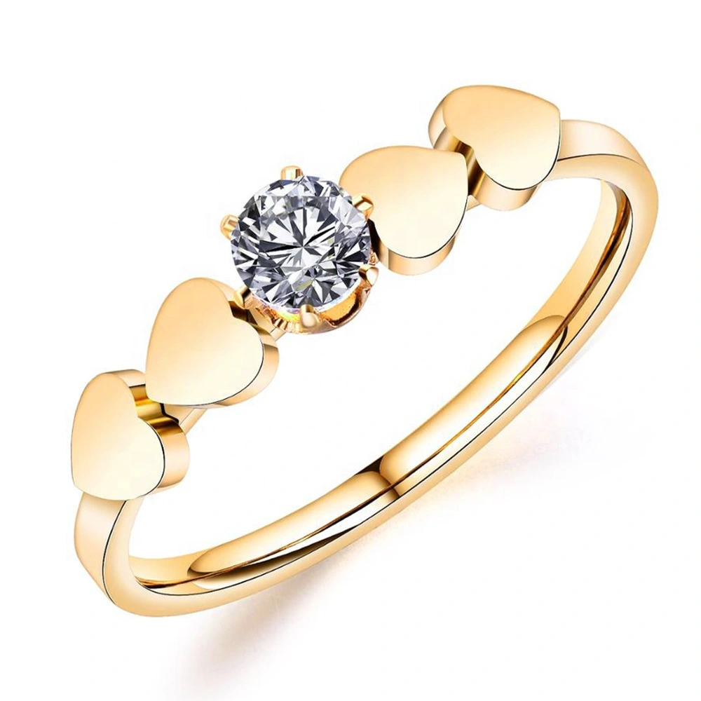 Hainon Personalized fashion ladies love symmetry zircon female models confession proposal stainless steel ring female 1