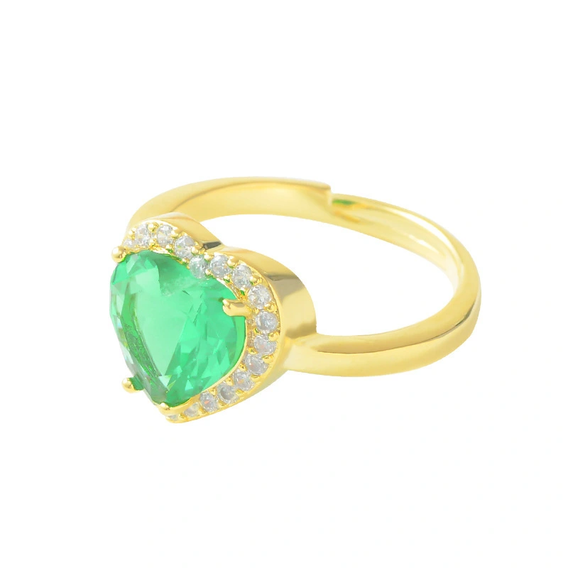 Hainon Korean temperament exquisite zircon love ring female heart index finger ring open ring jewelry 1