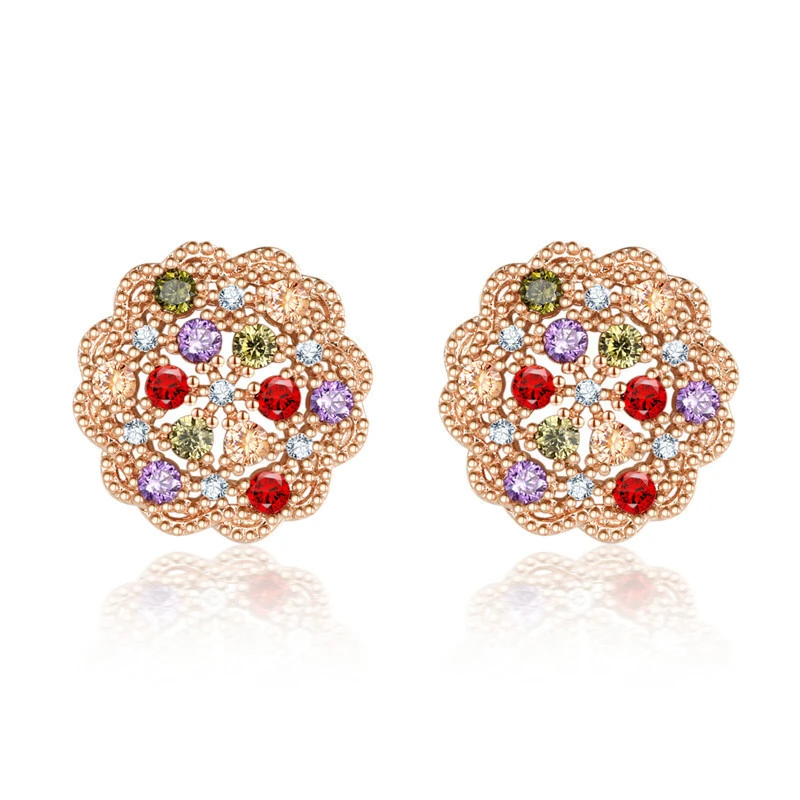 Hainon red green Zircon earrings gold women's European and American geometric inlaid earrings jewelry 1