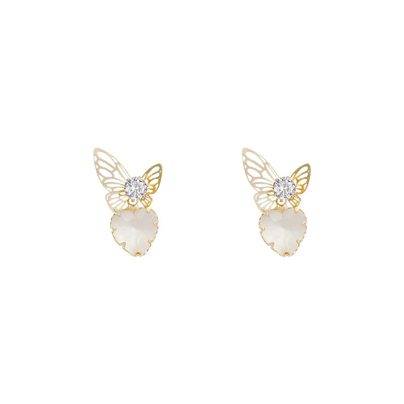 Hainon Fashion butterfly earrings female personality trend zircon earrings niche earrings jewelry wholesale 1