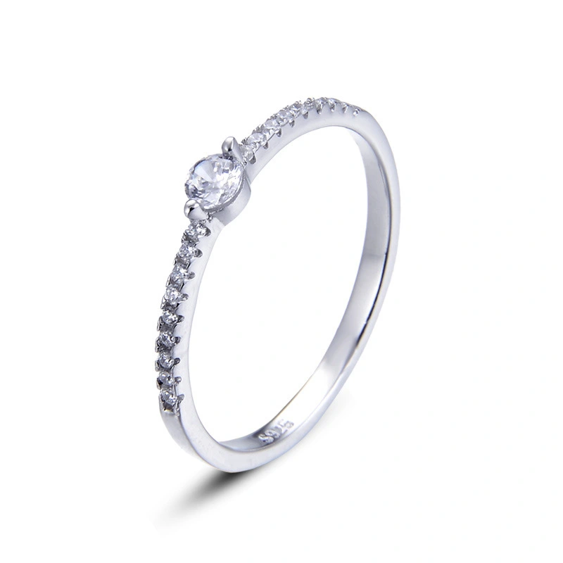 Hainon sterling silver ring 3mm white zircon Micro-inlaid silver rings women wedding jewelry wholesale 1