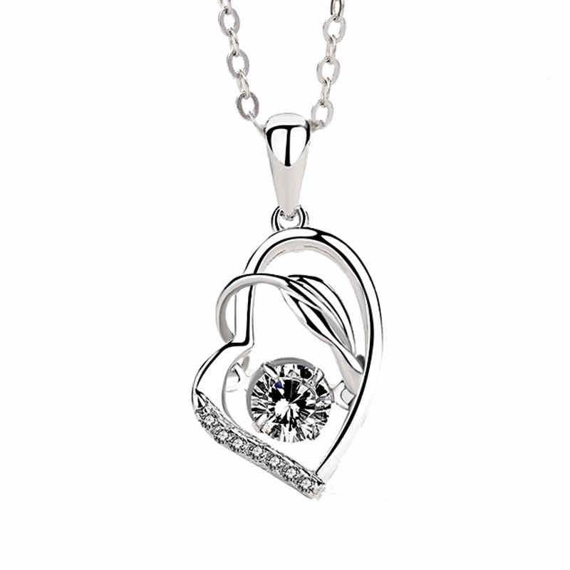 Hainon Accessory pendant Micro-inlaid white zircon pendant 925 silver heart pendant Mother's Day gift 1