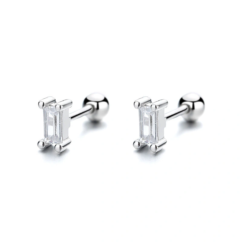 Hainon 925 silver stud earrings women Romantic white green zircon square jewelry earings 2021 wholesale 1