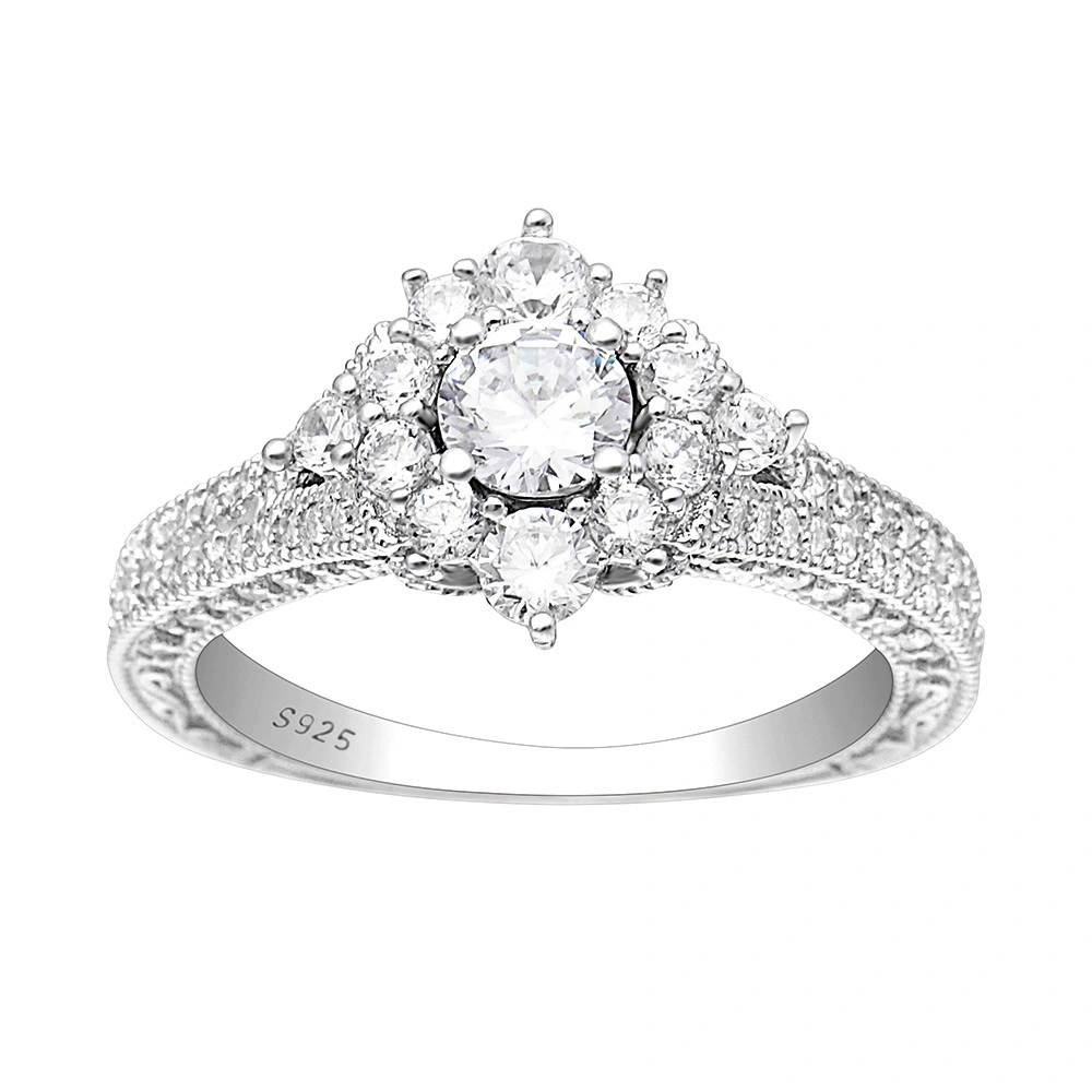 Fashion jewelry cheap wholesale multi-layered romantic sterling silver CZ rings for wedding engagement ring 1