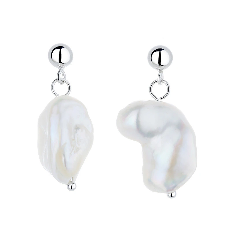 Hainon 925 silver stud earrings women Romantic Irregular pearl gold plated jewelry earings 2021 wholesale 1