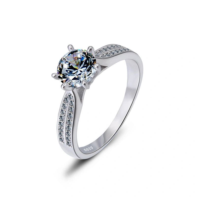 Hainon sterling silver rings white zircon Micro-inlaid silver rings women wedding jewelry wholesale 1