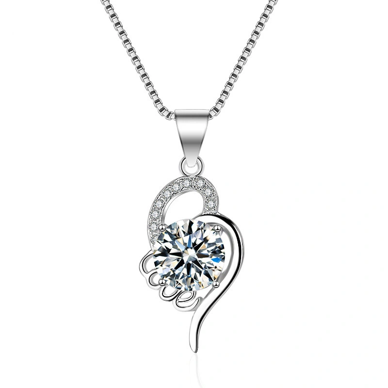 Hainon 925 sterling silver necklace white zircon romantic Valentine's Day gifts jewelry heart necklace 1