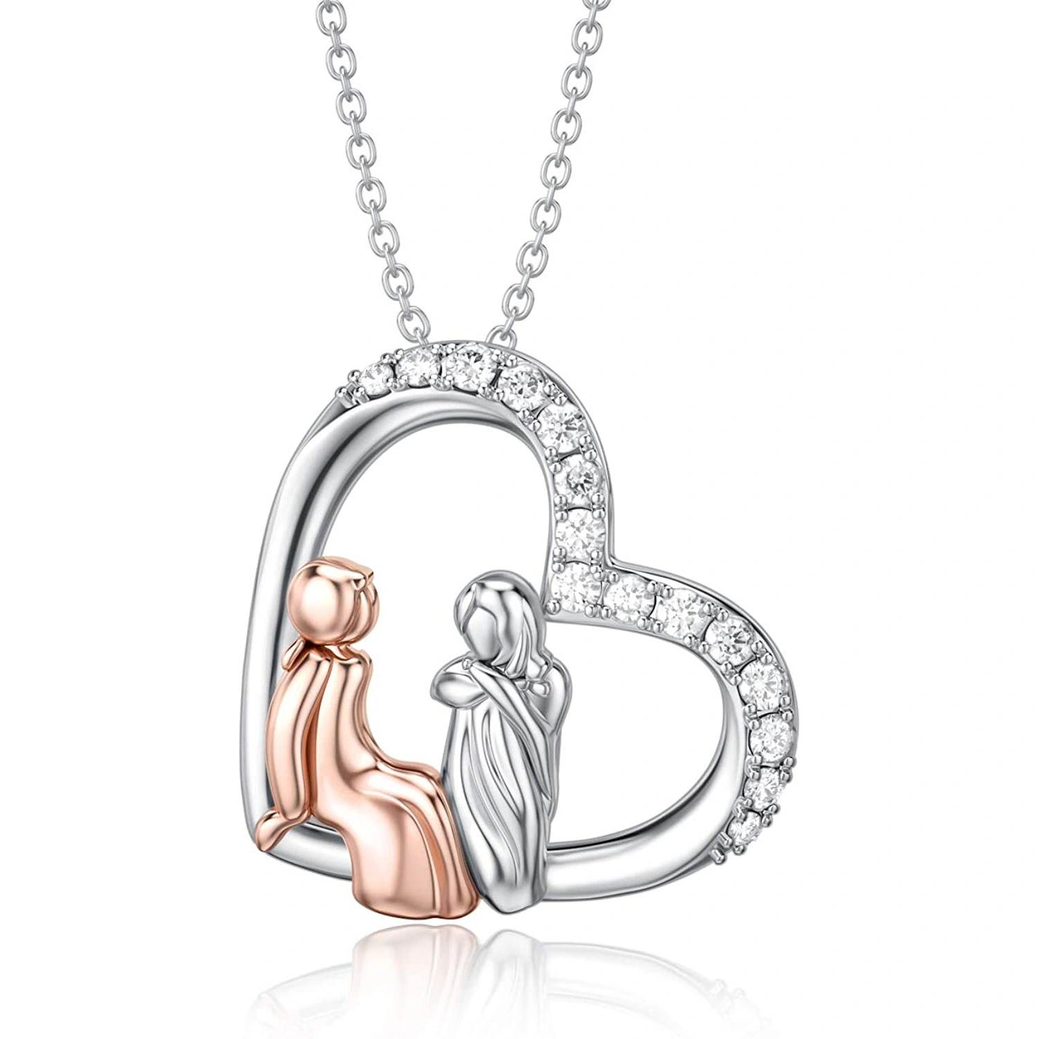 Hainon new  trendy heart two people Pendant Necklace Jewelry gift for women girls Gift card flannel bag set 1