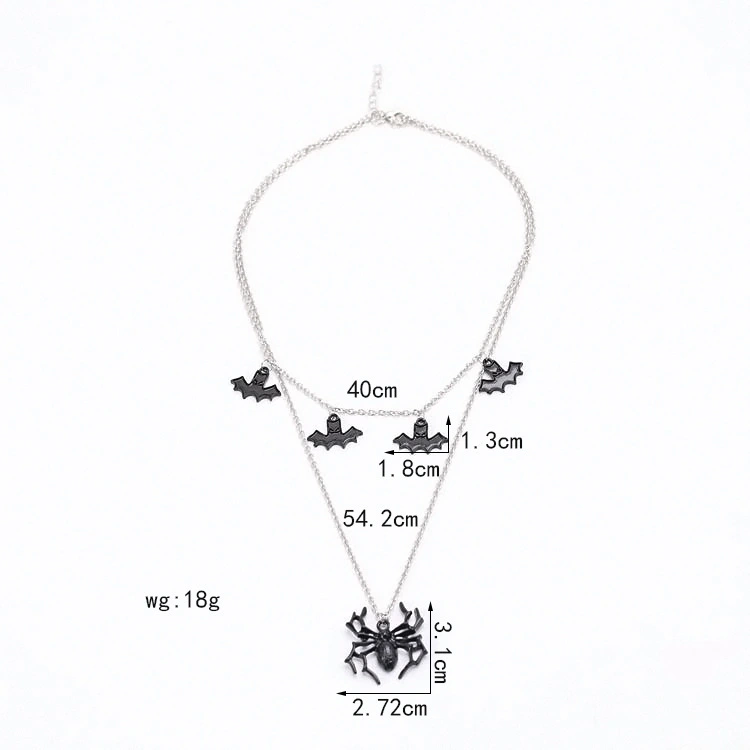 Hainon Halloween Necklace Personality Bat Spider Pendant Necklace Funny Neckband Wholesale Supplier 1