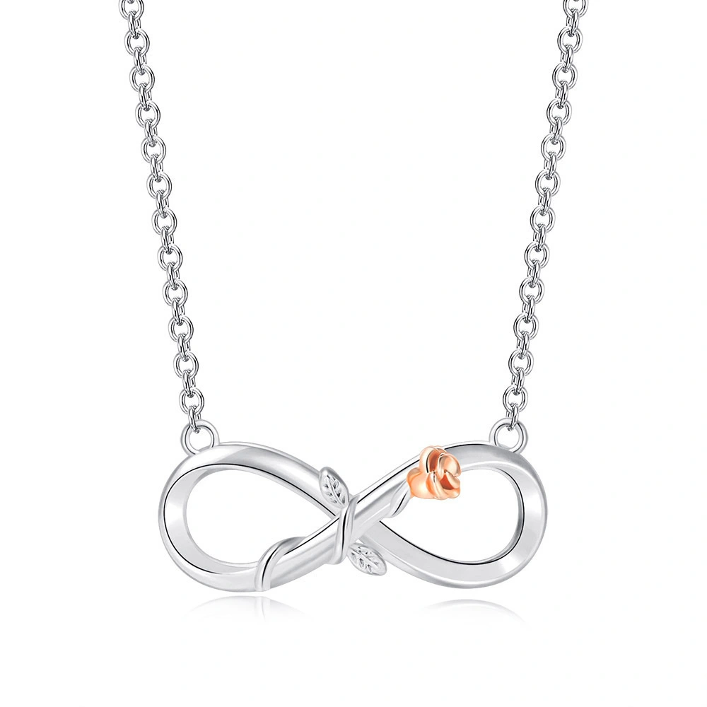 Hainon New Color Separation Electroplating Rose Flower Necklace Female Fashion Bow Knot Clavicle Chain Amazon Hot Jewelry 1