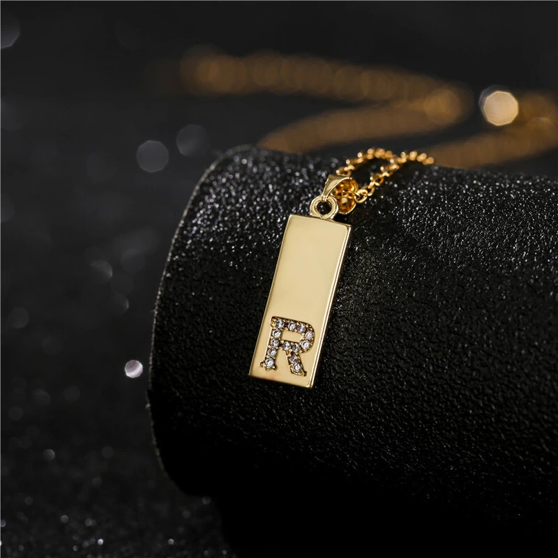Hainon wholesale new trendy fashion White round Zircon letter pendant necklace Jewelry for Women gift card 1