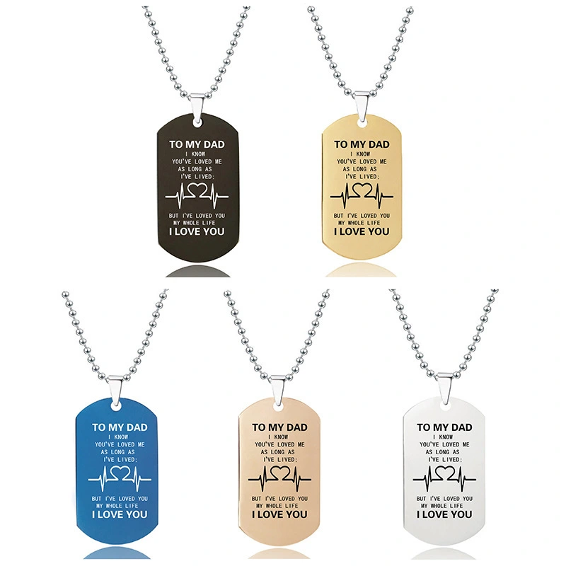 HAINON Dog Tag I LOVE YOU DAD Pendant Necklace Stainless Steel Jewelry Gifts for Dad 1