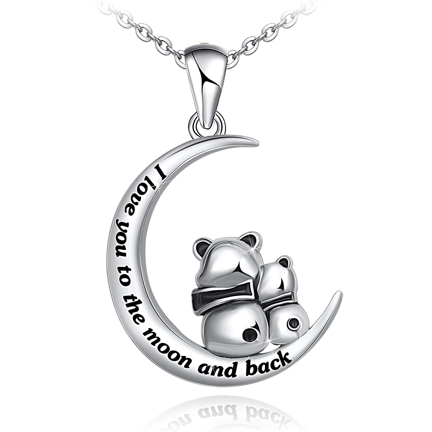 Hainon Panda moon Pendant Necklace Jewelry i love you to the moon and back Gift card flannel bag set Wholesale 1