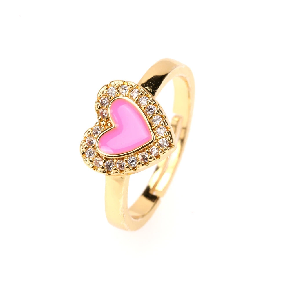 Hainon European and American niche design love multicolor ring jewelry for women open ring wholesale 1