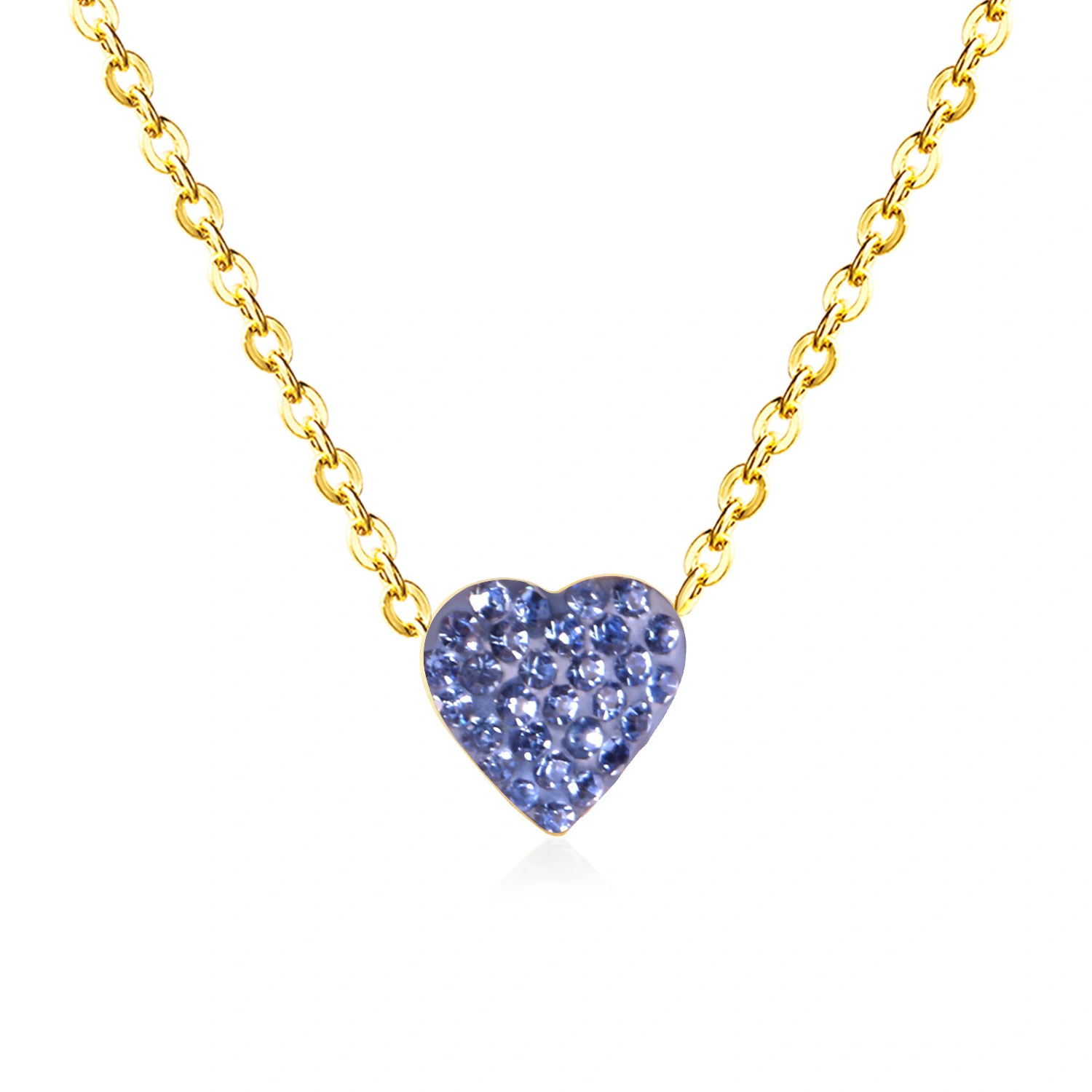 Hainon Stainless steel necklace 18k gold plated full Crystal Colorful heart women fashion Necklace gift wholesale 1