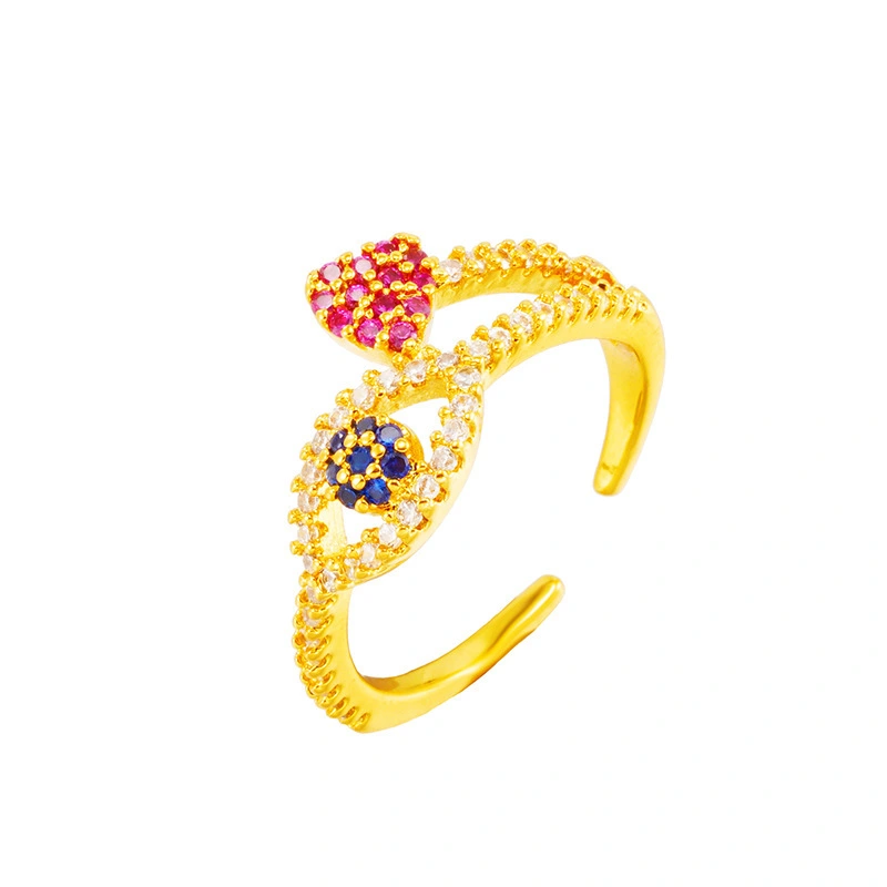 Hainon Personalized fashion ladies love blue red zircon female brass gold ring jewelry for women wholesale 1