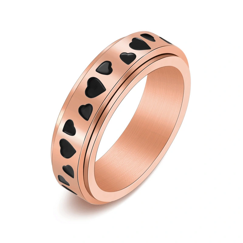 Hainon 2022 New Fashion Style Love Heart Ring Jewelry Female Trendy Design Stainless Steel Gold Color Rose Gold Color Party Ring 1