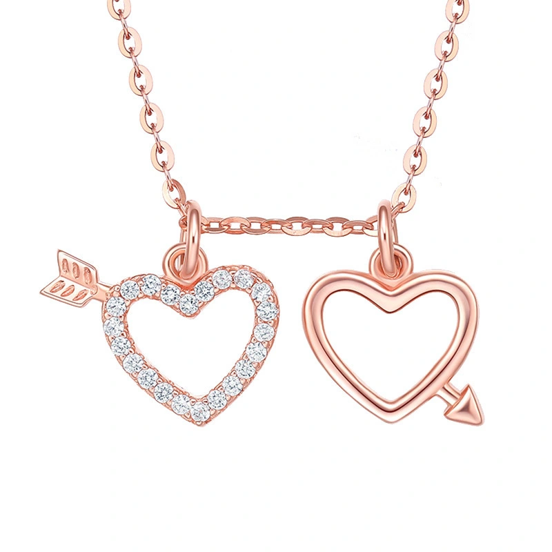 Hainon Love Necklace Double Heart Set Chain Niche Light Luxury wholesale Clavicle Chain Birthday Gift 1