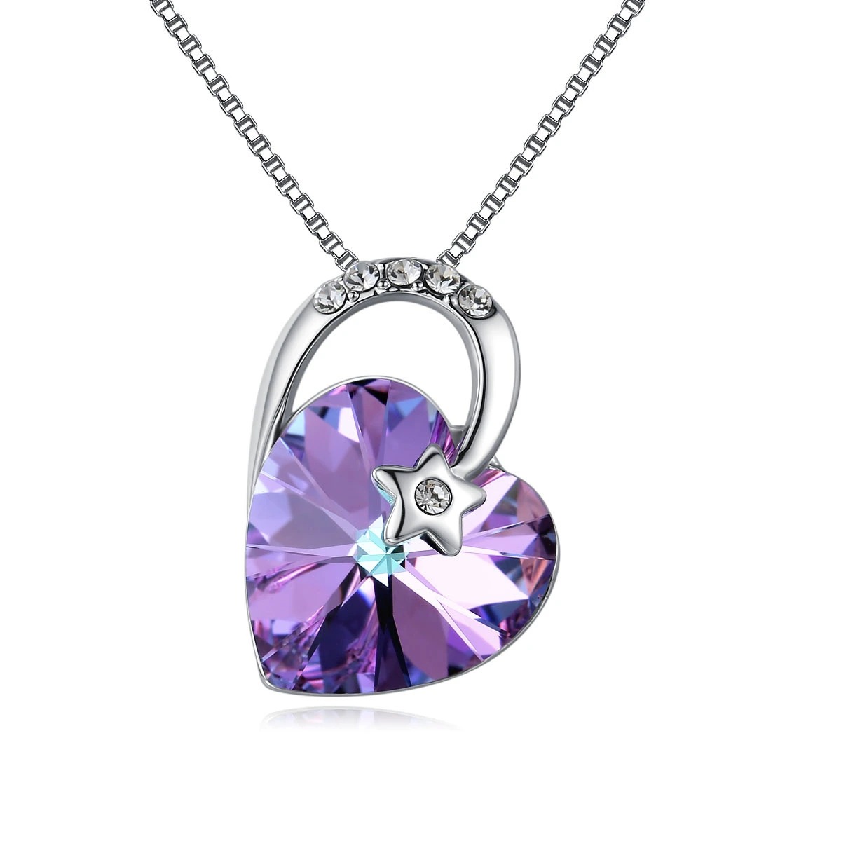 Hainon Classic Love Purple Crystal Clavicle Chain Valentine's Day Anniversary Gift Necklace Jewelry For Women Wholesale 1