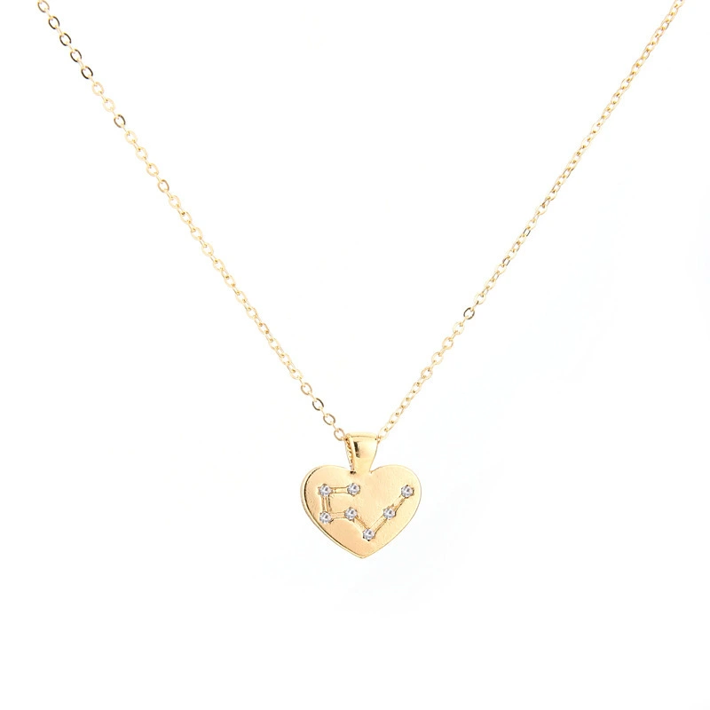 Hainon wholesale 2022 fashion Twelve zodiac Necklace Love Heart Diamond Pendant Necklace jewelry for girl 1
