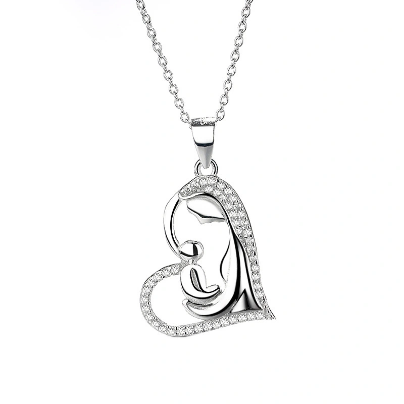 Hainon Wholesale s925 sterling silver heart pendant jewelry simple ladies fashion diamond necklace 1