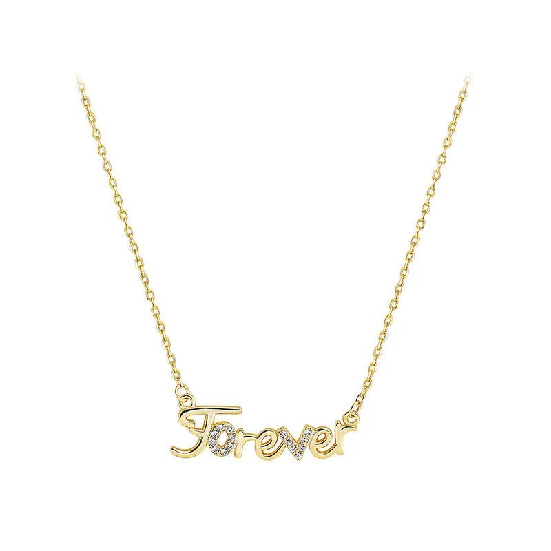 Hainon S925 Sterling Silver English Necklace Female Clavicle Chain New Design forever Necklace fashion 1