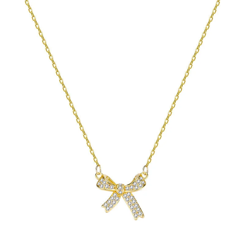 Hainon Bowknot necklace niche jewelry necklace female sterling silver clavicle chain 2021 new trend fashion 1