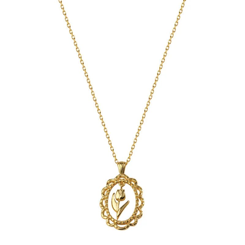 Hainon fashion S925 sterling silver tulip necklace niche temperament retro clavicle chain simple wholesale 1