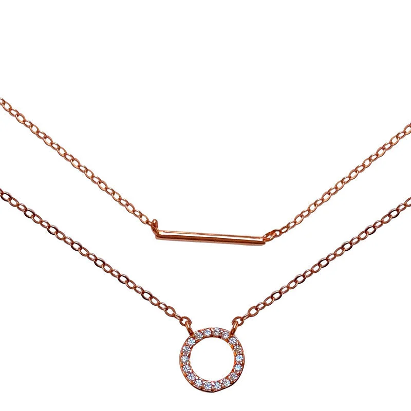 Hainon S925 sterling silver necklace female tide double geometric simple clavicle chain temperament jewelry 1