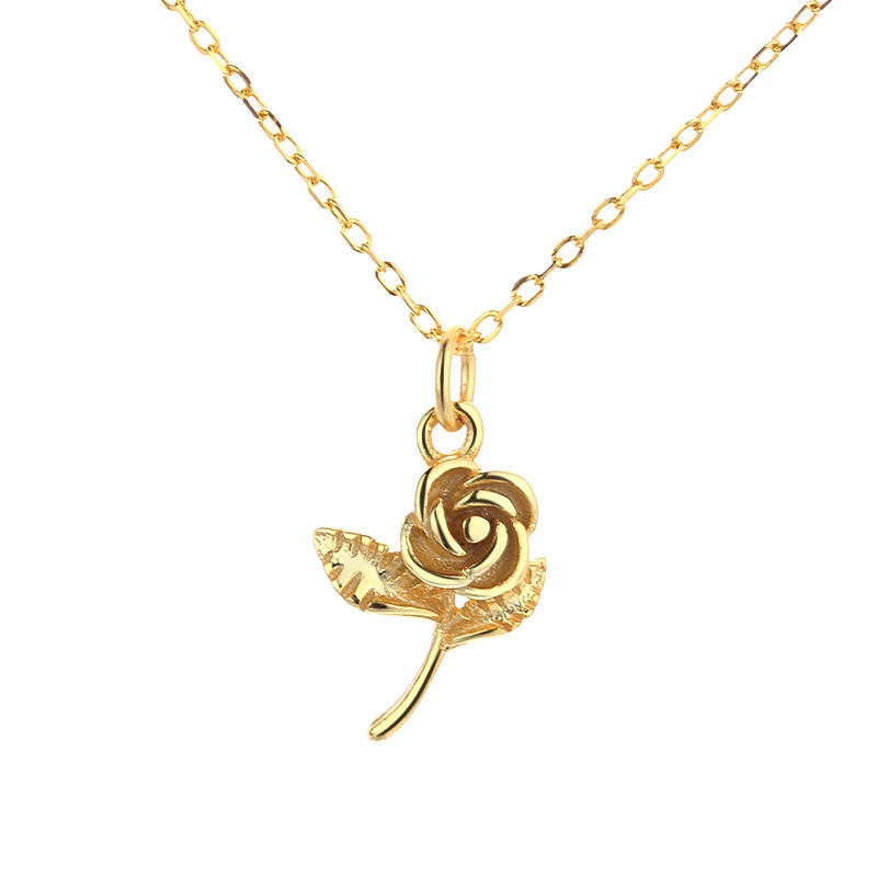 Hainon rose flower necklaces women personalized necklaces for women gold necklace rose pendant flower jewelry for girl 1