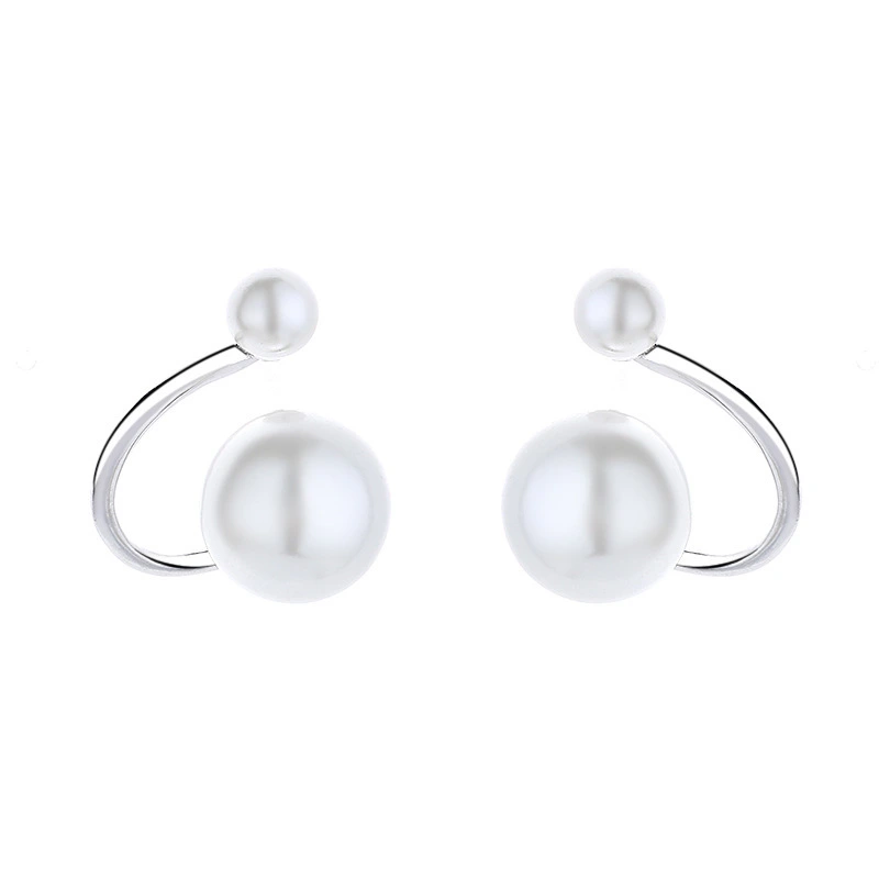 Hainon wholesale fashion earings 2021 dainty Sterling Silver Round White Pearl Earrings for Women girl 1