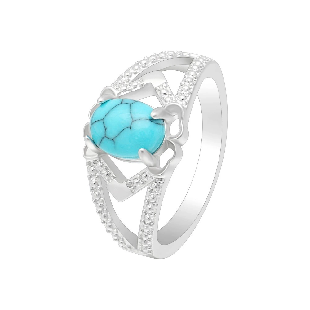 Hainon Wholesale Blue Opal Ring New Fashion Jewelry rings women 1