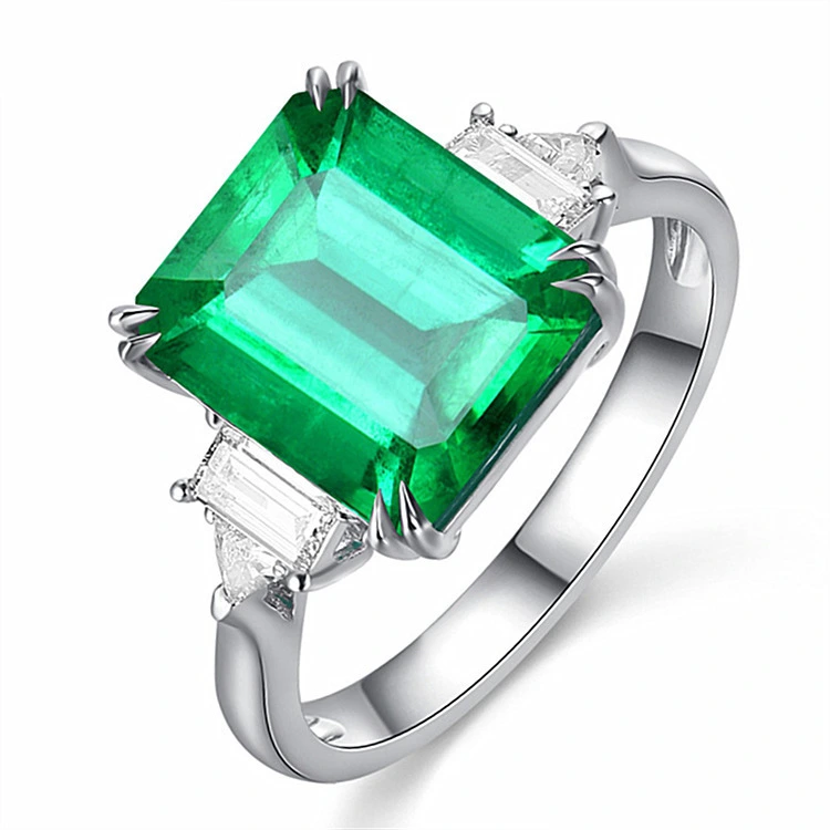 Hainon Square Green Crystal Ring Women Luxury Jewelry wedding rings 1