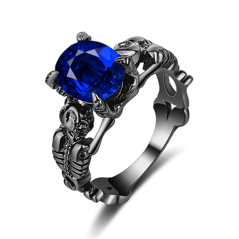 Rings men wholesale fashion jewelry factory Oval Royal blue AAA zircon skull Rings for women Hainon 1
