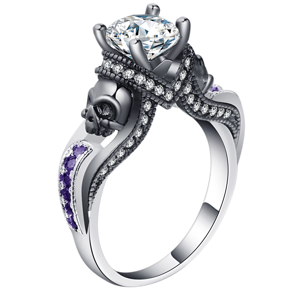 Hainon New black gold Ring Unisex Fashion men's ring women skull wedding ring 1