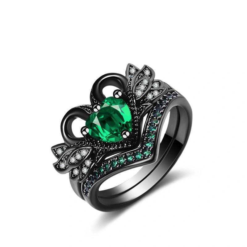 Rings jewelry women 2018 shiny green zircon Love angel fashion jewelry romantic wedding ring wholesale 1