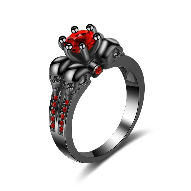 Rings women new fashion jewelry factory red AAA zircon skull Rings for women Hainon wholesale 1