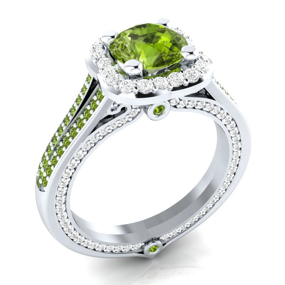 hainon 2019 Luxury Fashion 925 Silver Plated Round Zircon Rings green Sapphire Wedding Ring For ladies 1