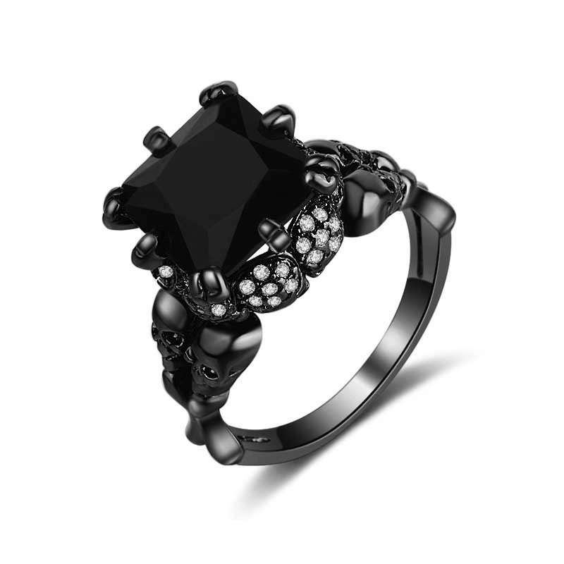 black gold Rings AAA zircon skull Rings for men wholesale fashion jewelry factory rings for women 1