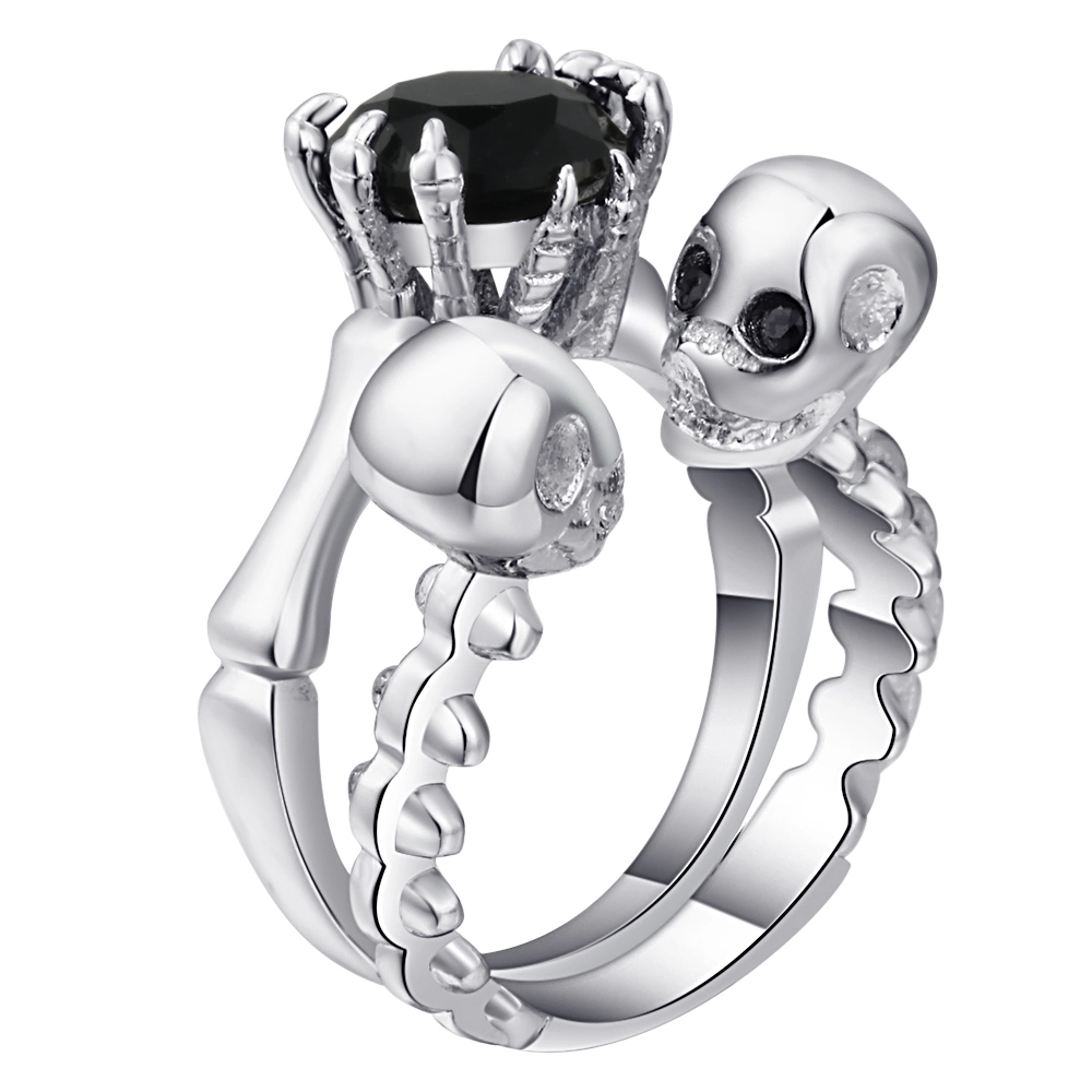 New trend personality skull black zircon ring men diamond engagement rings jewelry for women 1