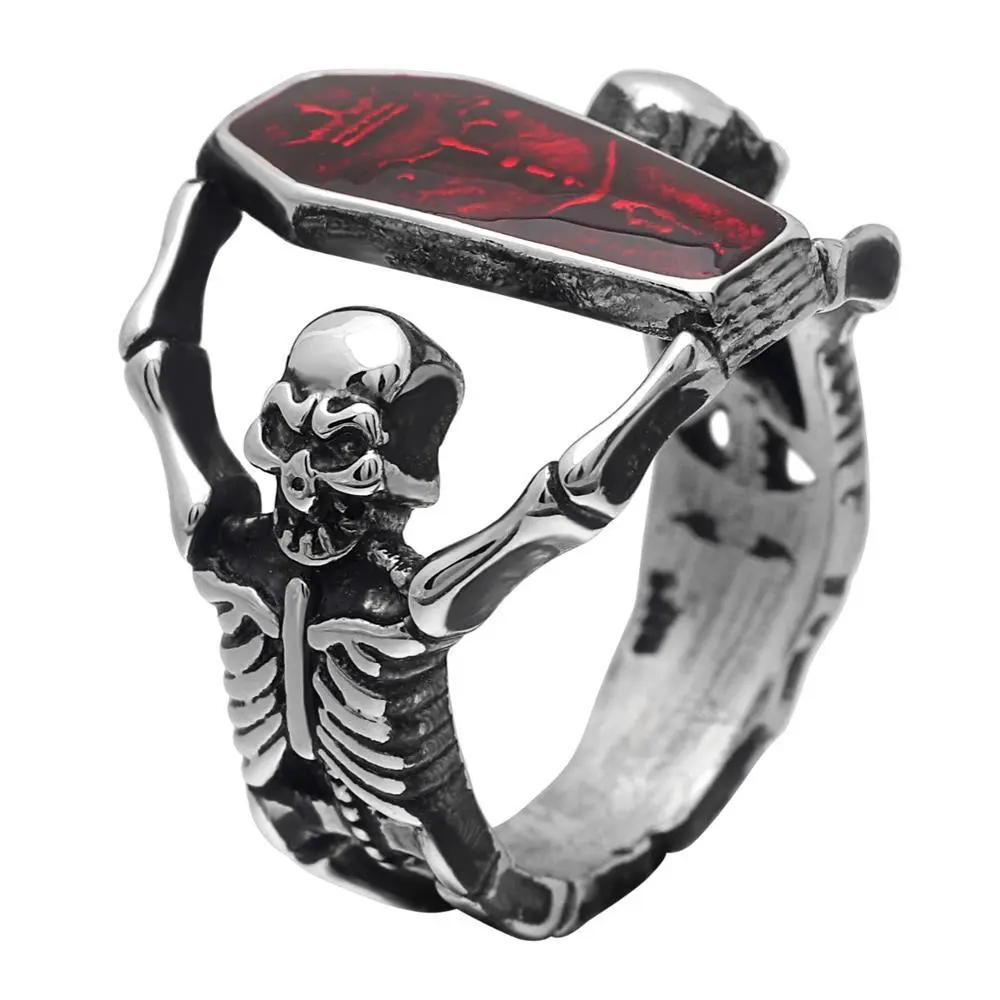 New arrivals 2018 men's ring wholesale black Skull head punk style party rings for men jewelry Hainon wholesale 1