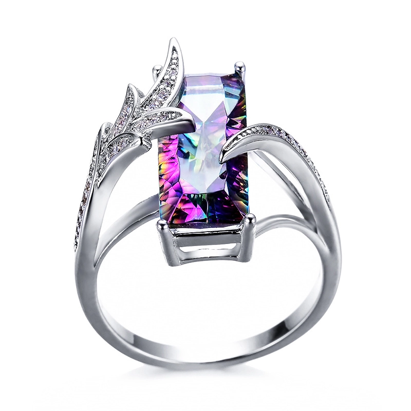 Hainon August rings jewelry women silver color Colored square leaves AAA zircon rings engagement wholesale 1