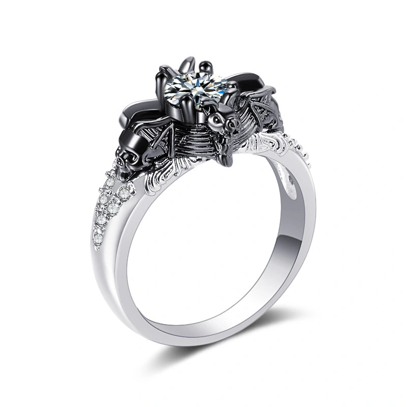 women engagement ring Hainon wholesale 2019 new design black gold rings for men jewelry skull 1