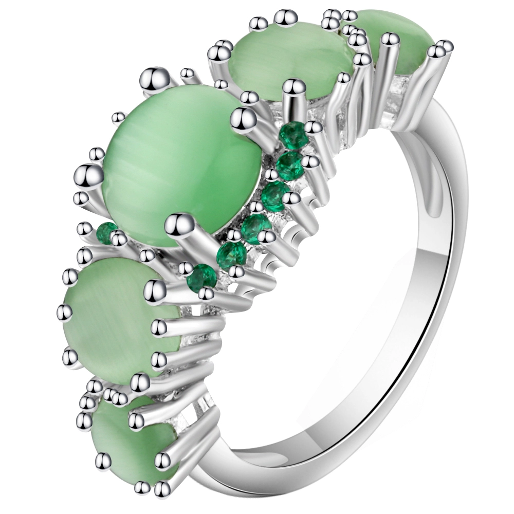 Wholesale Birthday Gift jade ring luxury beautiful girl wedding ring light green jade finger ring 1