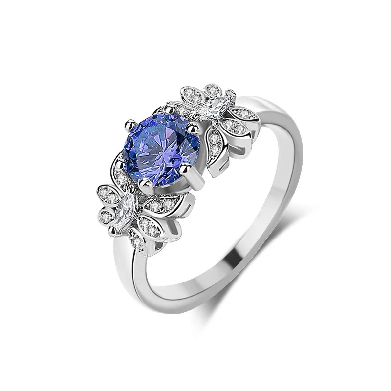 Hainon white gold plated butterfly shiny zircon wedding ring temperament engagement rings for women 1