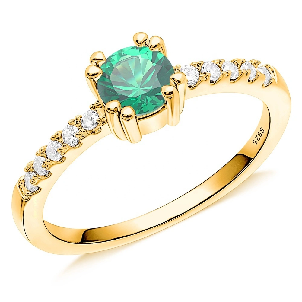 Hainon 2020 New Jewelry women wedding rings 5mm green crystal Zircon rings brass material 1