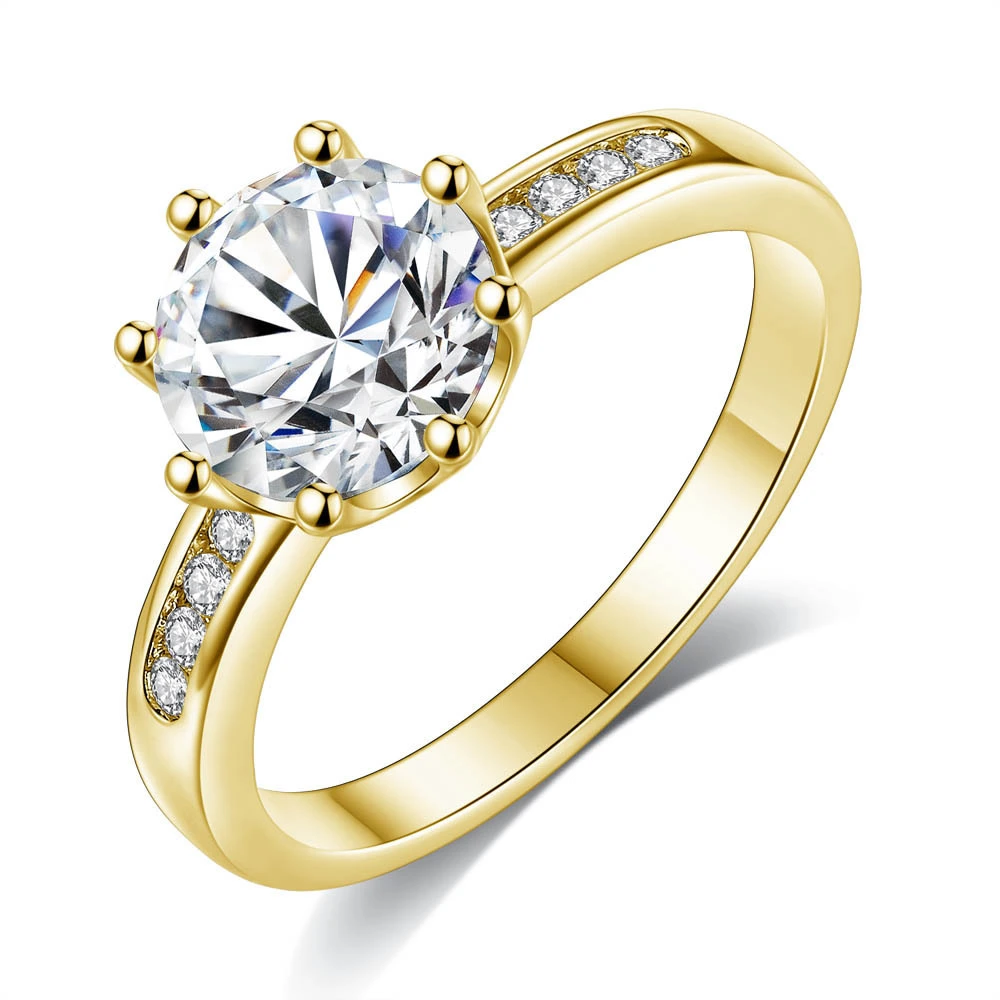 Hainon Weeding Ring Retro Design Shiny Round Zircon Wedding Ring Gold Plating Women Rings Gold Jewellery Alloy Silver Plating 1