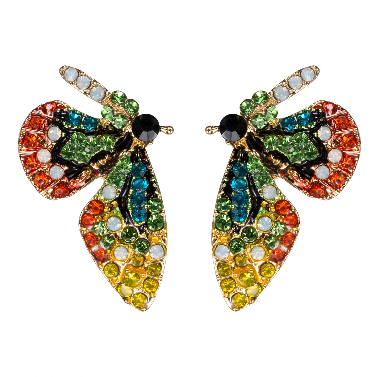Hainon S925 Silver Needle Butterfly Wing Fancy Diamond Full Rhinestone Stud Earring jewelry for Girl 1