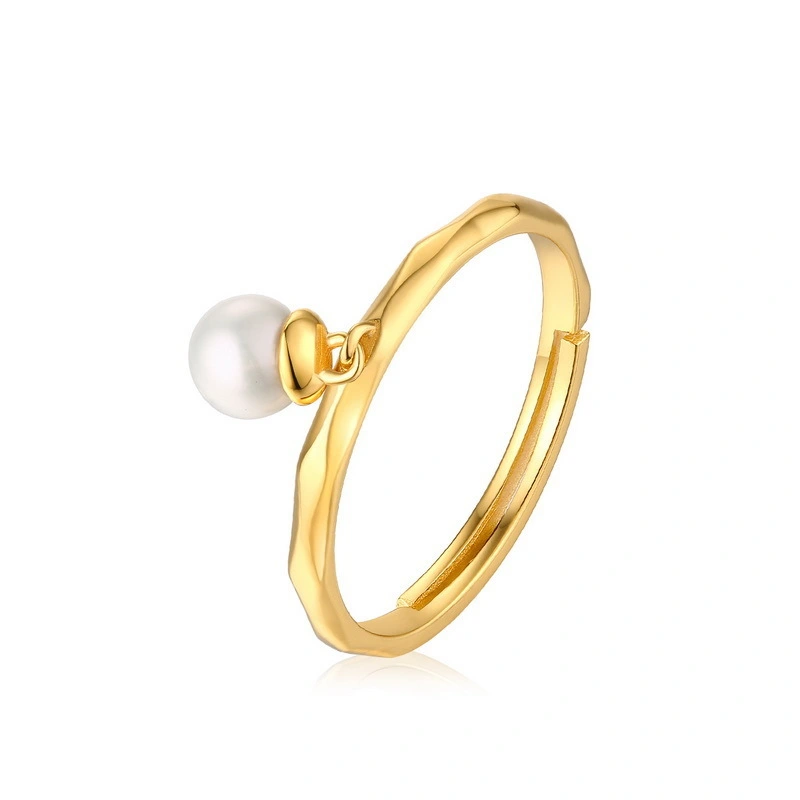 Hainon Women Rings Simple Gold Ring With pearl Wedding Jewelry custom Signet Ring 1