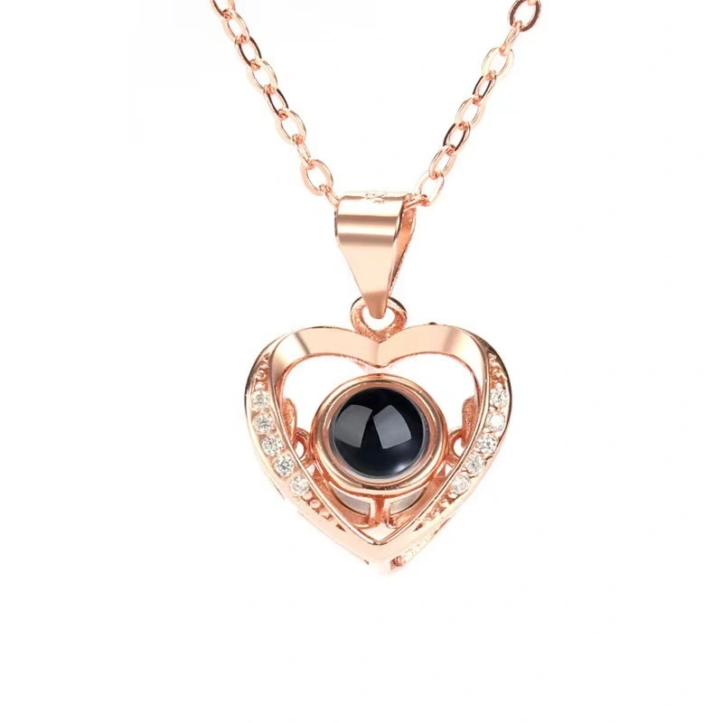Hainon s925 sterling silver love heart necklace simple heart photo custom pendant necklace jewelry wholesale 1